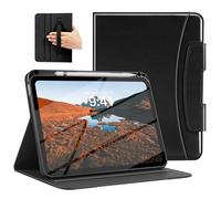 MoKo Coque pour Nouvel iPad (A16) 11e Gén 11" 2025, Étui pour iPad 10e Gén 10,9" 2022 avec Porte-Stylet & Poche, Multi-Angles Coque Folio en Cuir Premium, Noir