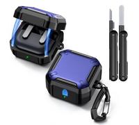 MoKo Coque pour Samsung Galaxy Buds 4 Pro/Galaxy Buds 4 (2026), Coque Magnétique de Protection avec Porte-Clés et Kit de Nettoyage, Protection Antichoc Complète, Série Cyber, Bleu