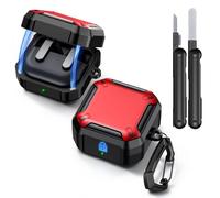 MoKo Coque pour Samsung Galaxy Buds 4 Pro/Galaxy Buds 4 (2026), Coque Magnétique de Protection avec Porte-Clés et Kit de Nettoyage, Protection Antichoc Complète, Série Cyber, Rouge