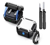 MoKo Coque pour Samsung Galaxy Buds 4 Pro/Galaxy Buds 4 (2026), Coque Magnétique de Protection avec Porte-Clés et Kit de Nettoyage, Protection Antichoc Complète, Série Cyber, Blanc