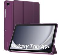 MoKo Coque pour Samsung Galaxy Tab A9+/A9 Plus 11 Pouces 2023, Étui à Rabat avec Support Mince Housse Antichoc Translucide Protecteur PC Tablette(SM-X210/X216/X218), Auto Réveil/Sommeil, Violet Foncé