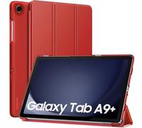 MoKo Coque pour Samsung Galaxy Tab A9+/A9 Plus 11 Pouces 2023, Étui à Rabat avec Support Mince Housse Antichoc Translucide Protecteur PC Tablette(SM-X210/X216/X218), Auto Réveil/Sommeil, Rouge