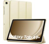 MoKo Coque pour Samsung Galaxy Tab A9+/A9 Plus 11 Pouces 2023, Étui à Rabat avec Support Mince Housse Antichoc Translucide Protecteur PC Tablette(SM-X210/X216/X218), Auto Réveil/Sommeil, Or Champagne