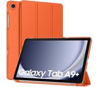 MoKo Coque pour Samsung Galaxy Tab A9+/A9 Plus 11 Pouces 2023, Étui à Rabat avec Support Mince Housse Antichoc Translucide Protecteur PC Tablette(SM-X210/X216/X218), Auto Réveil/Sommeil, Orange