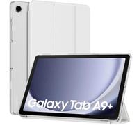 MoKo Coque pour Samsung Galaxy Tab A9+/A9 Plus 11 Pouces 2023, Étui à Rabat avec Support Mince Housse Antichoc Translucide Protecteur PC Tablette(SM-X210/X216/X218), Auto Réveil/Sommeil, Blanc