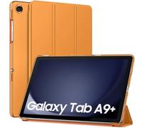 MoKo Coque pour Samsung Galaxy Tab A9+/A9 Plus 11 Pouces 2023, Étui à Rabat avec Support Mince Housse Antichoc Translucide Protecteur PC Tablette(SM-X210/X216/X218), Auto Réveil/Sommeil, Papaye