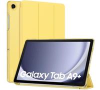 MoKo Coque pour Samsung Galaxy Tab A9+/A9 Plus 11 Pouces 2023, Étui à Rabat avec Support Mince Housse Antichoc Translucide Protecteur PC Tablette(SM-X210/X216/X218), Auto Réveil/Sommeil, Jaune