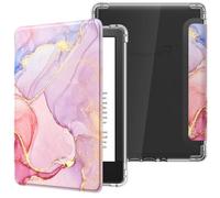 MoKo Coque pour Universel 6 Pouces Tablet et eBooks 2022, Étui de Protection Ultra Clair en TPU Souple et Transparent avec Auto Réveil/Sommeil pour Tablet et E-Readers, Marbre Rose Clair Doré
