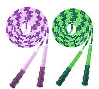 MoKo Corde à Sauter, 2 Pièces Corde à Sauter en TPU Ajustable Prémium, Skipping Rope Réglable avec Poignée Antidérapant pour Homme Femme, Entraînement Vitesse, Fitness - Vert Violet