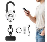 MoKo Cordon Antivol pour Téléphone avec Câble en Acier, Rétractable et Verrouillable, Lanière Anti-Chute avec Attache Métal 360°, Porte-Clés pour Randonnée Pêche Vélo Outdoor, Blanc