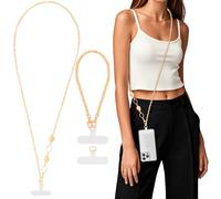 MoKo Lanière de Téléphone Réglable avec Dragonne, Cordon Universel pour Portable, Tour de Cou Smartphone Sangle Attache, Sangle Téléphone en Bandoulière x 1, Dragonne x 1, Patch pour Lanière x 2, Or