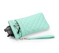 MoKo Double Pochette à Lunettes avec Sangle de Transport, Sac Souple de Lunettes en Cuir PU Souple, Étui pour Lunettes de Soleil Portable avec Chiffon de Nettoyage pour Femmes et Hommes, Menthe Verte