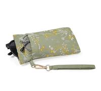 MoKo Double Pochette à Lunettes avec Sangle de Transport, Sac Souple en Coton Doux, Étui pour Lunettes de Soleil Portable avec Chiffon de Nettoyage pour Femme Homme, Vert & Fleurs