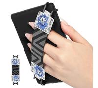 MoKo Dragonne de Sécurité pour 6-8" Kindle eReaders Fire Tablet - Kindle/Kobo/Voyaga/Lenovo/Sony Kindle E-Book Tablet, Sangle Haute-Élastique Polyvalente Légère Support Antidérapante, Blanc & Bleu