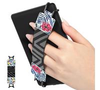 MoKo Dragonne de Sécurité pour 6-8" Kindle eReaders Fire Tablet - Kobo/Voyaga/Lenovo/Sony Kindle E-Book Tablet,Sangle Haute-Élastique Polyvalente Légère Support Antidérapante,Fleuron à feuilles bleues