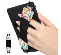 MoKo Dragonne de Sécurité pour 6-8" Kindle eReaders Fire Tablet - Kobo/Voyaga/Sony Kindle E-Book Tablet, Sangle Haute-Élastique Polyvalente Légère Support Antidérapante, Sangle Noire, Fleur