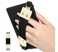 MoKo Dragonne de Sécurité pour 6-8" Kindle eReaders Fire Tablet - Kobo/Voyaga/Sony Kindle E-Book Tablet, Sangle Haute-Élastique Polyvalente Légère Support Antidérapante, Fleur sur Blanc