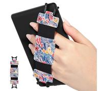 MoKo Dragonne Souple pour 6-8" Kindle eReaders Fire Tablet Kobo/Voyaga/Sony Kindle E-Book Tablet, Sangle de Sécurité Tablette Polyvalente à Haute Élasticité Légère Support, Fleuron à Feuilles Bleues
