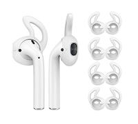 MoKo 4 Pièce Étui/Skin Compatible avec AirPods/EarPods, Crochet d'oreille Remplaçable en Silicone Souple, Antidérapant et Anti-Perte, Accessoire de l'Écouteur, Parfait pour Sport - Blanc