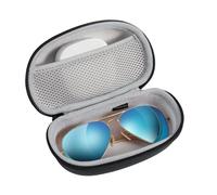 MoKo Étui à Lentilles de Contact, 2 en 1 Étui à Lunettes Portable Voyage avec Dissolvant de Pince à Miroir, Sac Lunettes Boîte à Lunettes avec Poche en Filet pour Femmes et Hommes - Noir & Blanc
