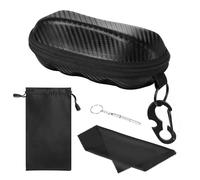 MoKo Étui à Lunettes de Soleil, Coque Semi-Dure Étui de Protection Unisexe, Support d'Étui à Lunettes en PU avec Crochet de Suspension en Métal, Mini Tournevis pour Hommes Femmes, Noir