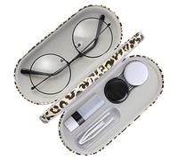 MoKo Étui à Lunettes Double Couche, 2 en 1 Boîte à Lunettes de Soleil Lentilles de Contact, Sac Lunettes Portable Voyage avec Miroir, Étui Ultra Léger de Rangement pour Femme Homme Garçon, Léopard