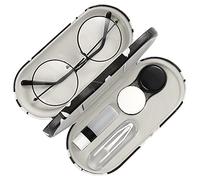 MoKo Étui à Lunettes Double Couche, 2 en 1 Boîte à Lunettes de Soleil Lentilles de Contact, Sac Lunettes Portable Voyage avec Miroir, Étui Ultra Léger de Rangement pour Femme, Noir + Magnolia Blanche