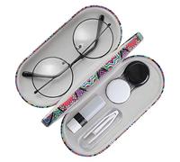 MoKo Étui à Lunettes Double Couche, 2 en 1 Boîte à Lunettes de Soleil Lentilles de Contact, Sac Lunettes Portable Voyage avec Miroir, Étui Ultra Léger de Rangement pour Femme Homme Garçon Fille,Datura