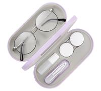 MoKo Étui à Lunettes Double Couche, 2 en 1 Boîte à Lunettes de Soleil Lentilles de Contact, Sac Lunettes Portable Voyage avec Miroir, Étui Ultra Léger de Rangement pour Femme Homme, Violet Clair