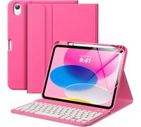 MoKo Étui avec Clavier pour iPad (A16) 11e Génération 2025, Coque Clavier pour iPad 10e Génération 10,9 Pouces avec Porte-Crayon, Clavier Bluetooth Détachable Multi-Angles, Rose Persan
