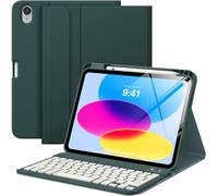 MoKo Étui avec Clavier pour iPad (A16) 11e Génération 2025, Coque Clavier pour iPad 10e Génération 10,9 Pouces avec Porte-Crayon, Clavier Bluetooth Détachable Multi-Angles, Vert Nuit