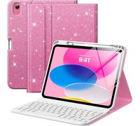 MoKo Étui avec Clavier pour iPad (A16) 11e Génération 2025, Coque pour iPad 10e Génération 10,9 Pouces avec Porte-Crayon, Clavier Bluetooth Détachable Multi-Angles, Rose Brillant