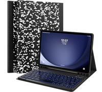MoKo Étui Clavier pour Galaxy Tab A9+ Case, Coque avec Clavier Samsung Tab A9+ 11 inch 2023 avec Porte-Stylo et Pavé Tactile, Clavier Bluetooth Détachable, Cahier Noir