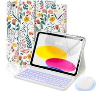 MoKo Étui Clavier pour iPad 11e Gén (A16) 11" 2025 avec Souris, Fleur