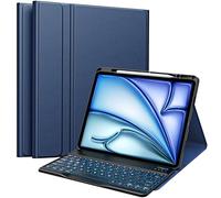 MoKo Étui Clavier pour Nouvel iPad Air 13 Pouces avec Clavier 2025/2024, Coque Magnétique Multi-Angles pour iPad Pro 12,9 2022/2021/2020/2018, Clavier Bluetooth sans Fil Détachable, Indigo