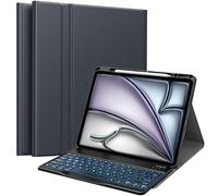 MoKo Étui Clavier pour Nouvel iPad Air 13 Pouces avec Clavier 2025/2024, Coque Magnétique Multi-Angles pour iPad Pro 12,9 2022/2021/2020/2018, Clavier Bluetooth sans Fil Détachable, Gris Sidéral