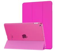MoKo Étui Compatible avec 2018/2017 iPad 9.7 6th/5th Gen, Etui à Rabat avec Support Ultra-Mince et Léger avec Semi-Transparent Protecteur en Polycarbonate, Rouge Pitaya