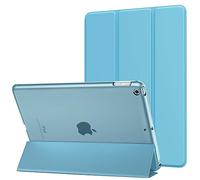 MoKo Étui Compatible avec 2018/2017 iPad 9.7 6th/5th Gen, Etui à Rabat avec Support Ultra-Mince et Léger avec Semi-Transparent Protecteur en Polycarbonate, Bleu Brumeux