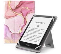 MoKo Étui Compatible avec 6-11“ Tablet, Coque de Protection avec Dragonne, Auto Réveil/Veille pour Kindle Paperwhite Édition Signature, Marbre Rose Clair Doré