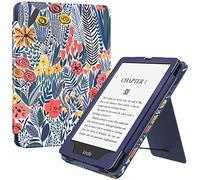 MoKo Étui Compatible avec 6,8 Pouces Kindle Paperwhite 11e Gén Modèle 2021, Coque de Protection avec Dragonne, Auto Réveil/Veille pour Kindle Paperwhite Édition Signature, Fleuron à Feuilles Bleues