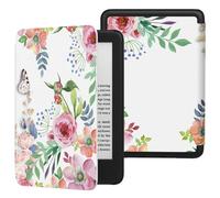 MoKo Étui Compatible avec 6" Kindle (11e Gén. - Version 2024/2022) & Version Internationale, Coque Légère avec Réveil/Sommeil Automatique pour Kindle 2024/2022 11e Gén., Fleurs Parfumées