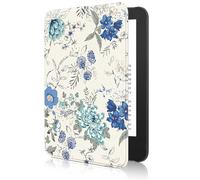 MoKo Étui Compatible avec 6" Kindle(11e Génération Version 2024/2022) & Version Internationale, Coque Légère avec Réveil/Sommeil Automatique pour Liseuse Kindle 2024 11e Gén., Blanc & Bleu