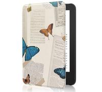 MoKo Étui Compatible avec 6" Kindle(11e Génération Version 2024/2022) & Version Internationale, Coque Légère avec Réveil/Sommeil Automatique pour Liseuse Kindle 2024 11e Gén, Papillon Vintage