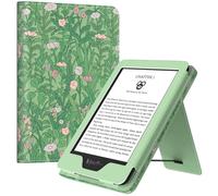 MoKo Étui Compatible avec 6" Kindle 11ème Génération 2024/2022/10th Gen 2019/8th Gen 2016, Coque de Protection avec Dragonne, Auto Réveil/Veille pour Kindle 11/10/8, Fleur Verte