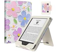 MoKo Étui Compatible avec 6" Kindle 11th Generation 2024/2022/10th Gen 2019/8th Gen 2016, Coque de Protection avec Dragonne, Auto Réveil/Veille pour Kindle 11/10/8, Peinture à l'huile Fleur