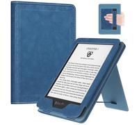 MoKo Étui Compatible avec 6" Kindle 11th Generation 2024/2022/10th Gen 2019/8th Gen 2016, Coque de Protection avec Dragonne, Auto Réveil/Veille pour Kindle 11/10/8, Sergé Vintage Bleu