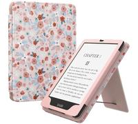 MoKo Étui Compatible avec 7"/6,8 Pouces Kindle Paperwhite(12e Gén. 2024/11e Gén. 2021), Coque de Protection avec Dragonne, Auto Réveil/Veille pour Kindle Paperwhite Édition Signature,Rose de printemps