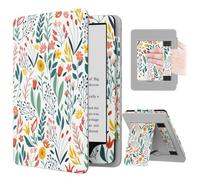 MoKo Étui Compatible avec 7"/6,8 Pouces Kindle Paperwhite(12e Gén. 2024/11e Gén. 2021), Coque de Protection avec Dragonne, Auto Réveil/Veille pour Kindle Paperwhite Édition Signature, Fleur