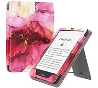 MoKo Étui Compatible avec 7"/6,8 Pouces Kindle Paperwhite(12e Gén. 2024/11e Gén. 2021), Coque de Protection avec Dragonne,Auto Réveil/Veille pour Kindle Paperwhite Édition Signature,Marbre Rose Violet