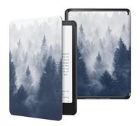 MoKo Étui Compatible avec 7" Kindle Paperwhite 12th Gen 2024&Kindle Colorsoft Signature Edition 2024, Coque de Protection légère en PU avec Auto Wake/Sleep pour Kindle Paperwhite 2024, Forêt Grise